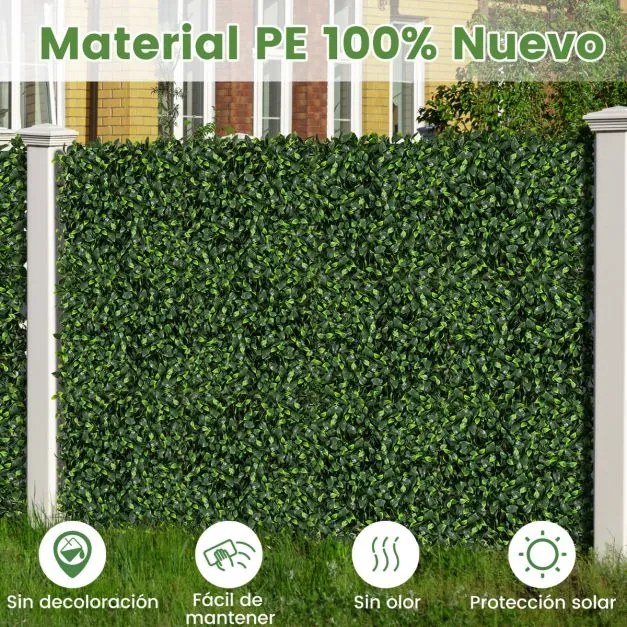 12 Pcs Painéis de Parede de Relva Artificial 50 x 50 cm  Ivy Topiary Gardenia Vegetação Falsa Fundo de Parede