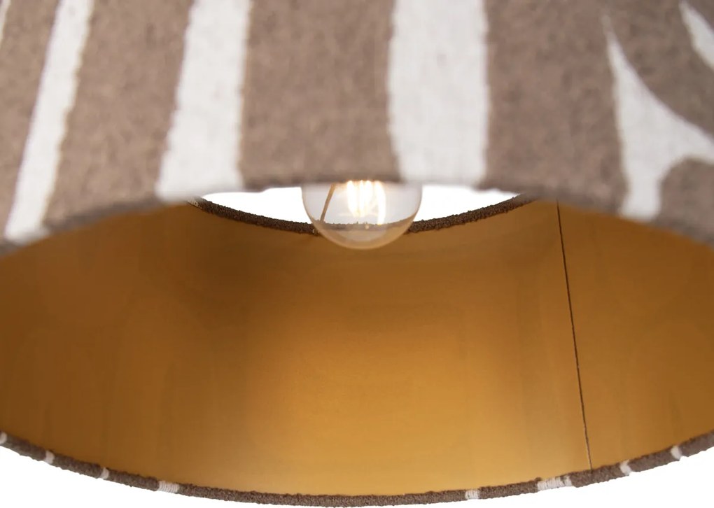 Candeeiro suspenso preto com abajur castanho bege 35cm 3-luzes - Cava