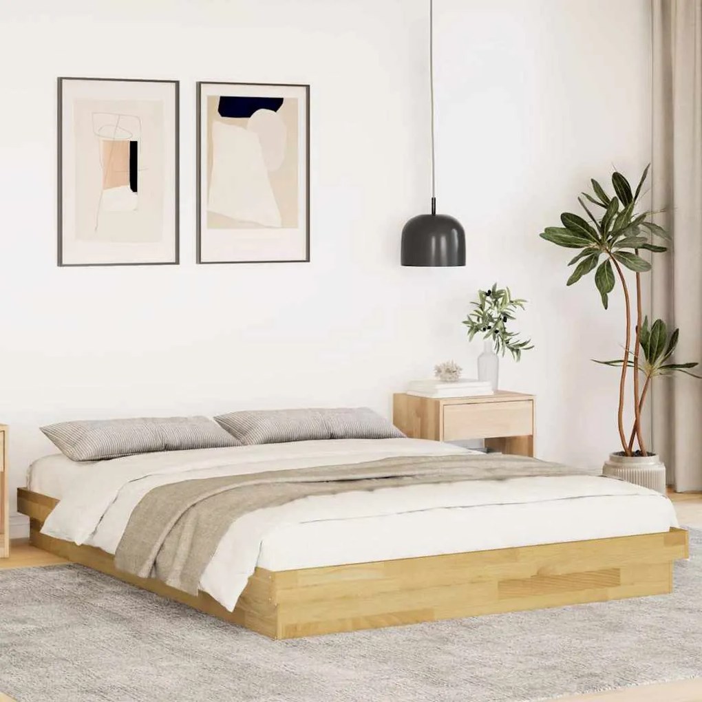 Estrutura de cama sem colchão 150x200 cm de madeira de carvalho