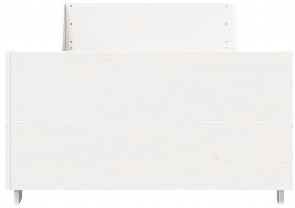Cama sem colchão 75x190 cm madeira de pinho maciça branco