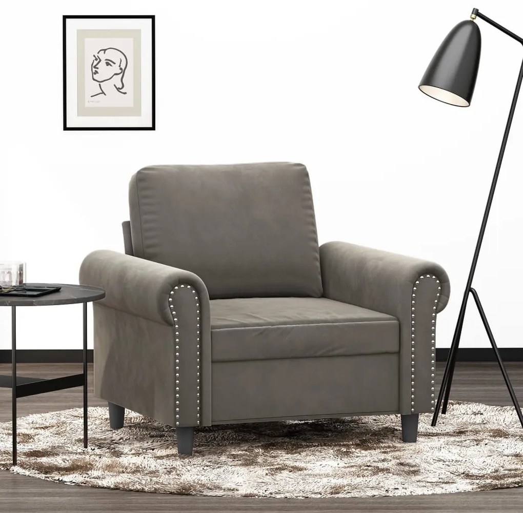vidaXL Poltrona 60 cm veludo cinzento-claro