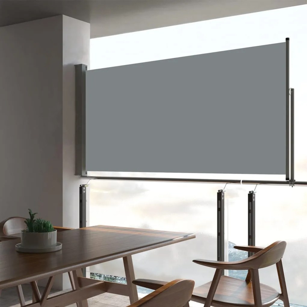 vidaXL Toldo lateral retrátil para pátio 80x300 cm cinzento