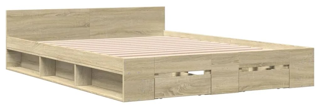 Estrutura de cama c/ gavetas derivados madeira carvalho sonoma