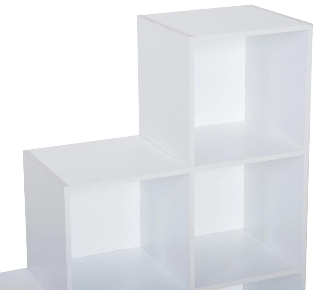 Estante de livros em Forma de Escada Armário de Arrumação 6 Cubos Estante de Exposição 91,5x29,5x91,5cm Branco