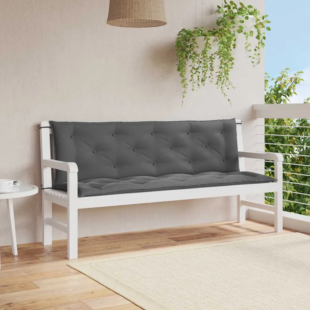 Almofadões banco jardim 2pcs 150x50x7cm tecido oxford antracite