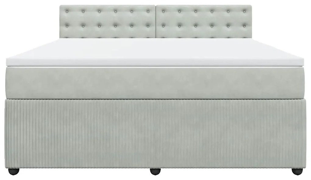 Cama com molas/colchão 180x200 cm veludo cinzento-claro