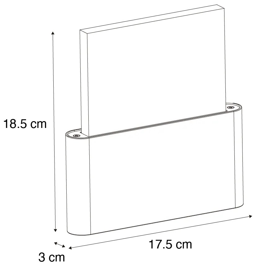 Candeeiro de parede exterior preto com LED e números de casa IP54 - Kandi