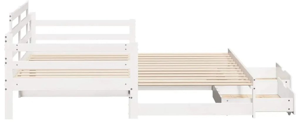 Sofá-cama com gavetão e gavetas sem colchão 90x190 cm branco