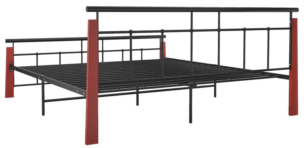 Estrutura de cama 180x200 cm metal e madeira de carvalho maciça