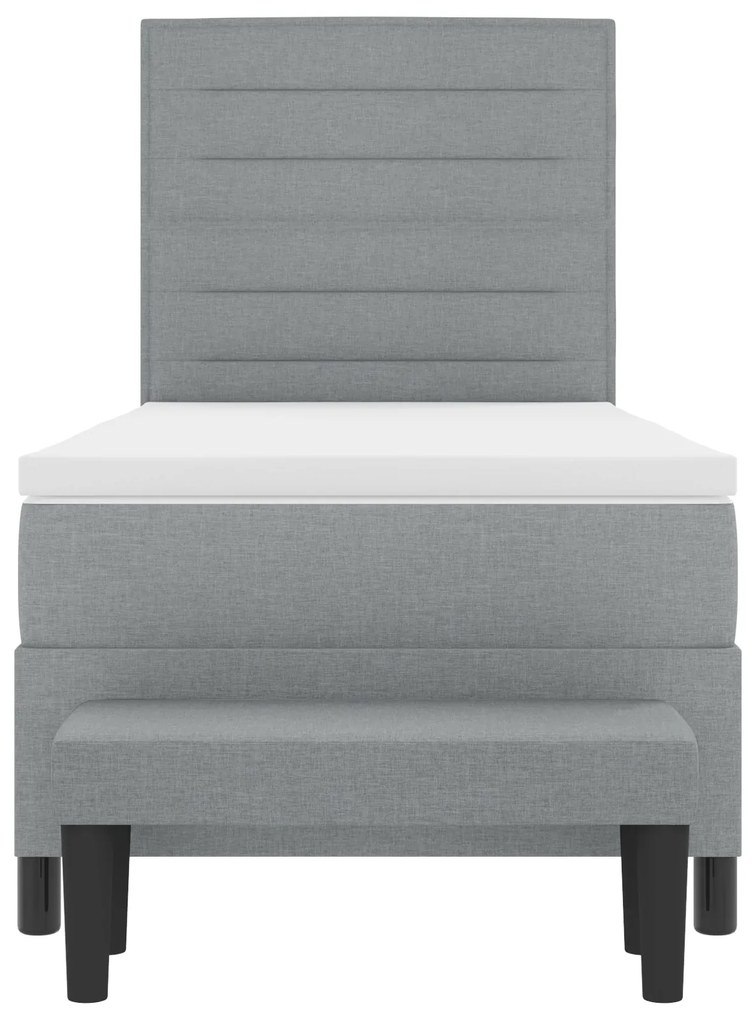 Cama Box Spring com Colchão & Banco Cinzento-Claro 90x200 cm Tecido