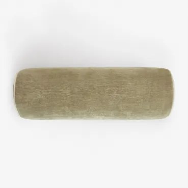 Cilindro Almofada 20x60 Cm Em Veludo Lesoto Veludo Verde Claro Exército - Branco Gardenia - Sklum