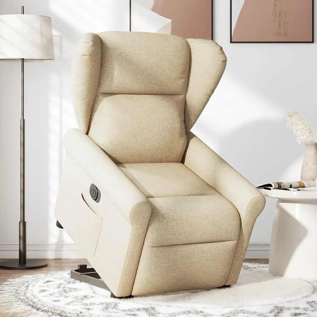 Poltrona reclinável elevatória elétrica tecido cor creme