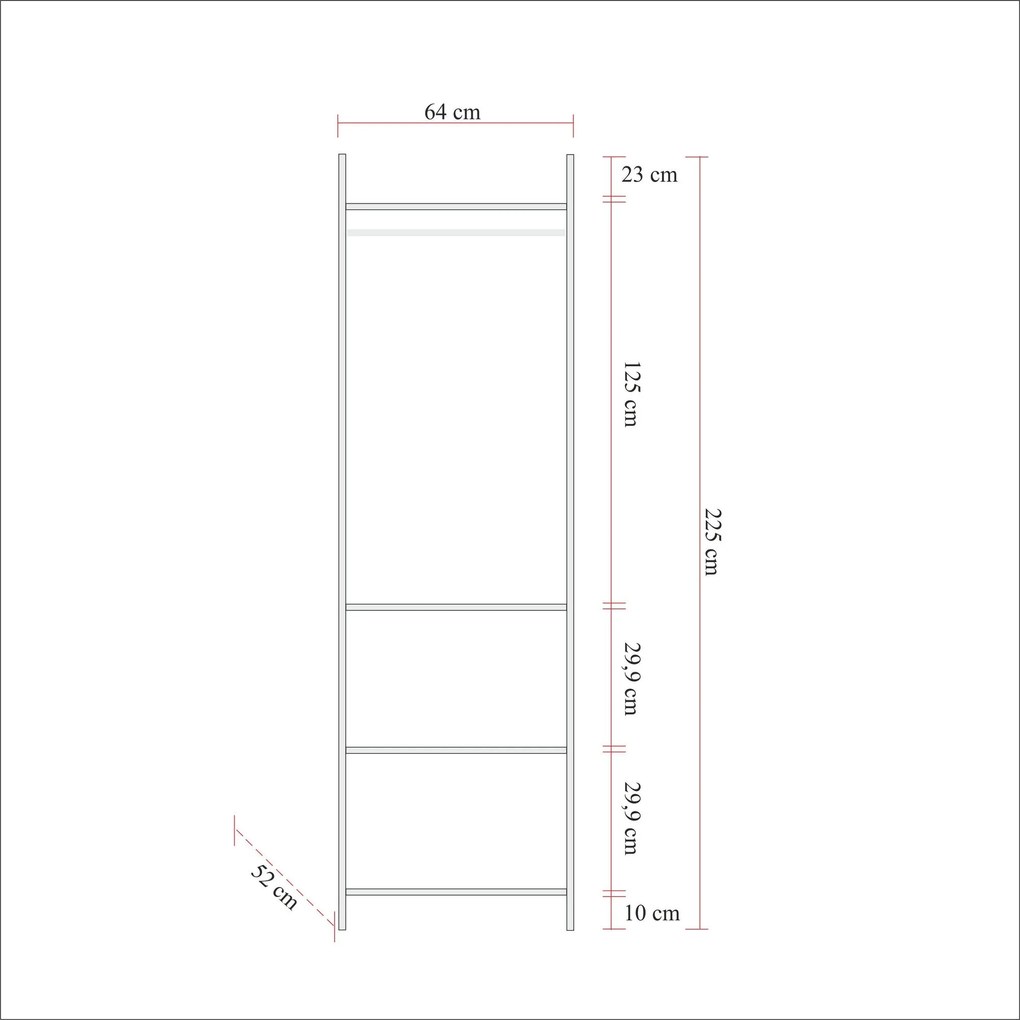 Guarda-roupa Dynamic – Pinheiro Atlântico – 64x225x52 cm