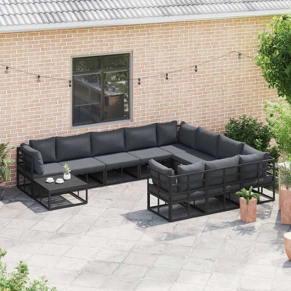 Conjunto de Sofá de Jardim 10 pcs Preto 423 x 213 x 71 cm