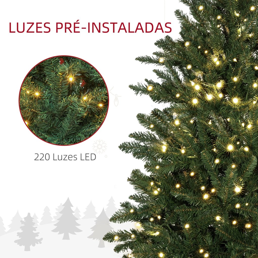 Árvore de Natal 150 cm Árvore de Natal Artificial com 220 Luzes LED 58