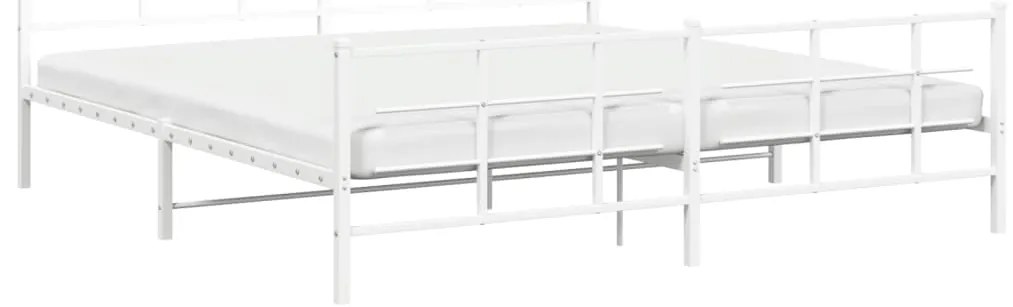 Estrutura de cama com cabeceira e pés 193x203 cm metal branco