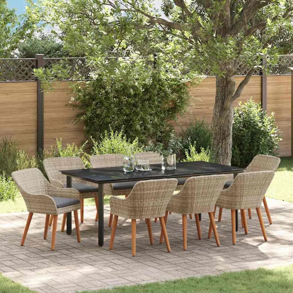 vidaXL Conjunto de sala de jantar 9 pcs Cinza claro e preto