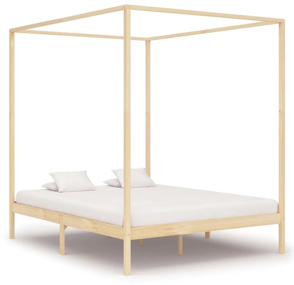 Estrutura de cama com toldo 160x200 cm madeira pinho maciço