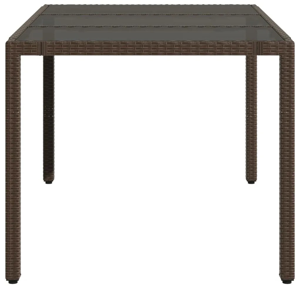 Mesa de jardim com tampo de vidro 150x90x75 cm vime PE castanho