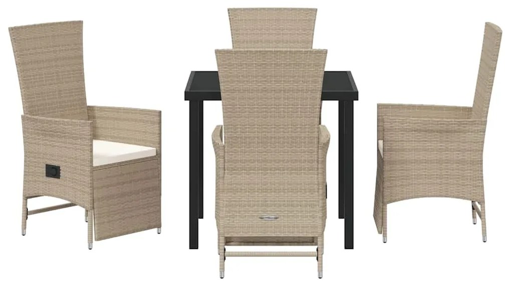 Cadeiras de Jardim Reclináveis 5 pcs Bege 80 x 80 x 73 cm