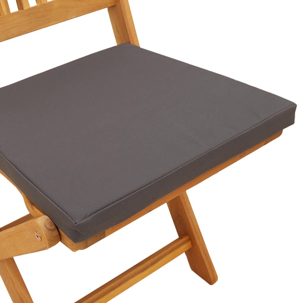 Cadeiras de Jardim Dobráveis vidaXL com Almofada Cinza 4pcs em Madeira