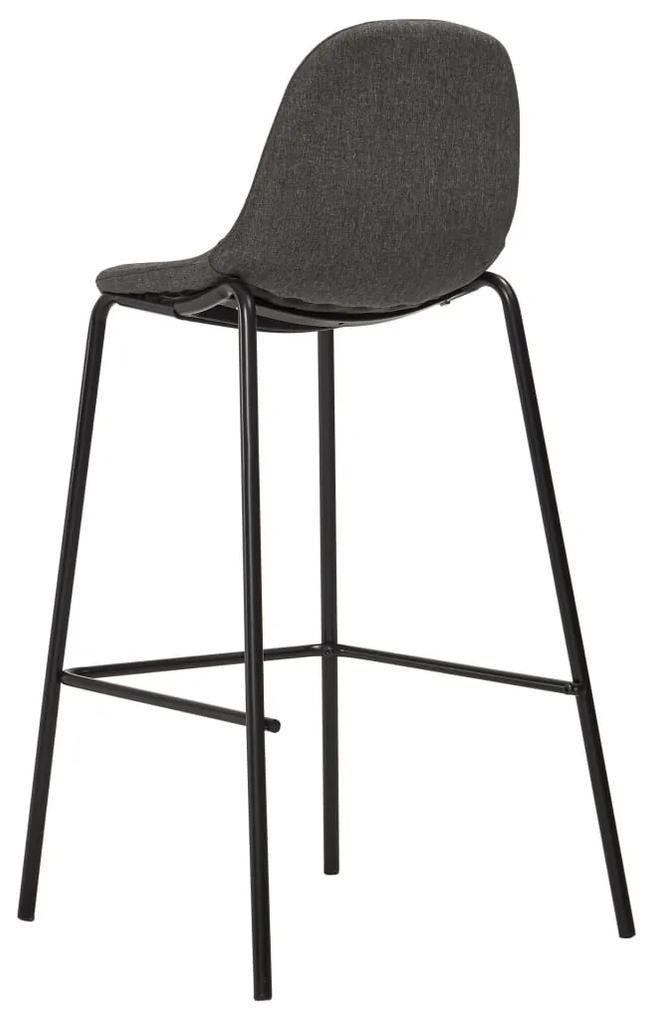 Cadeiras de bar 4 pcs tecido cinzento-escuro