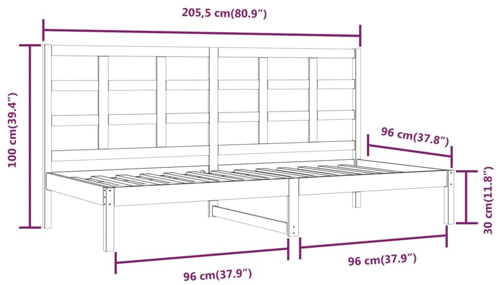 Sofá-cama sem colchão 90x200 cm madeira de pinho maciça branco