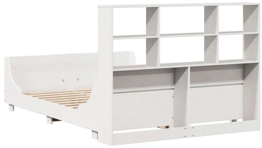 Cama com estante sem colchão 160x200 cm madeira maciça branco