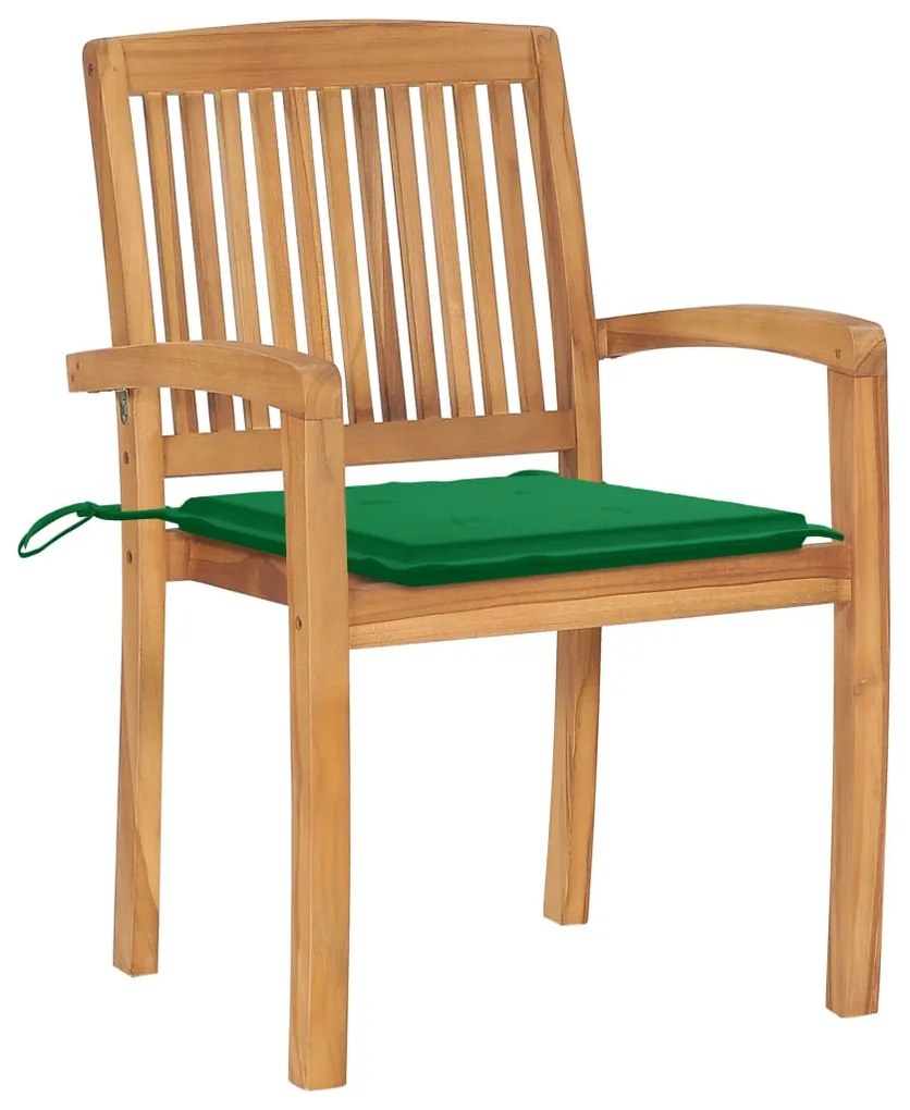 Cadeiras de jardim empiháveis c/ almofadões 8 pcs teca maciça