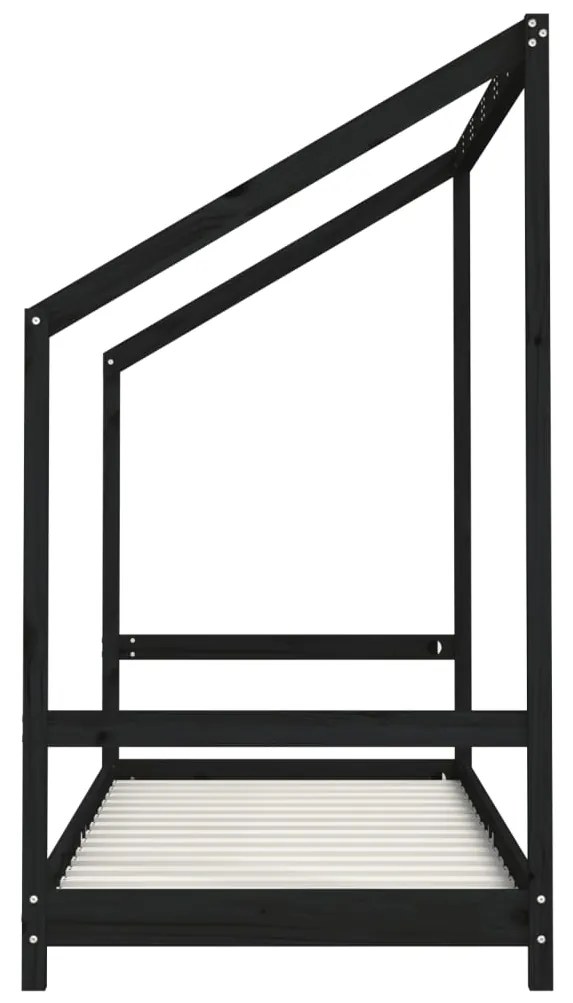 Estrutura de cama infantil 2x(80x200) cm pinho maciço preto