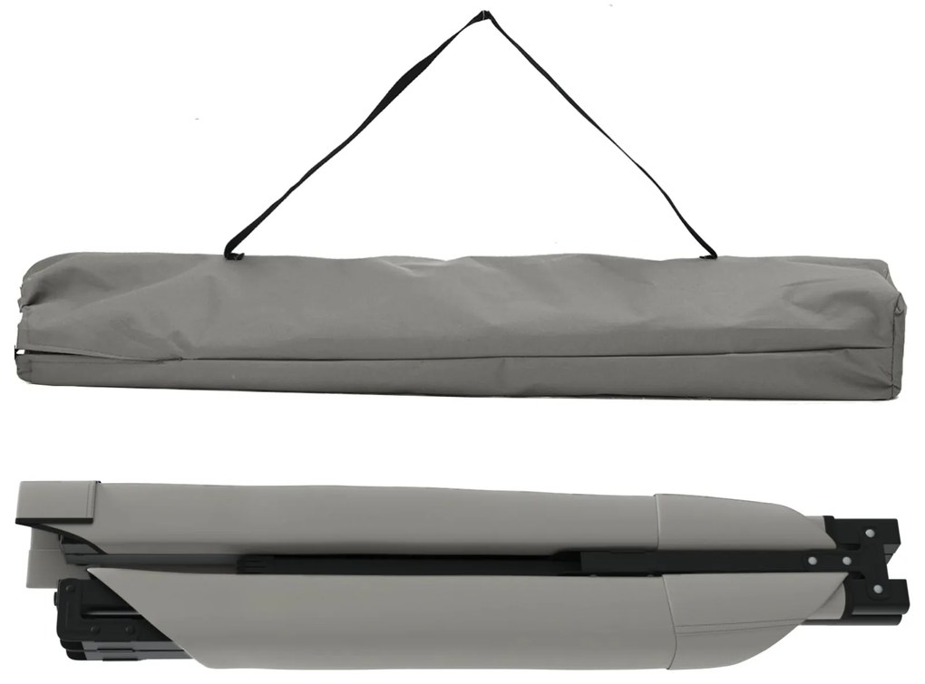 Cama de Sol Dobrável com Bolsa de Transporte Cinza 600D Tecido Oxford