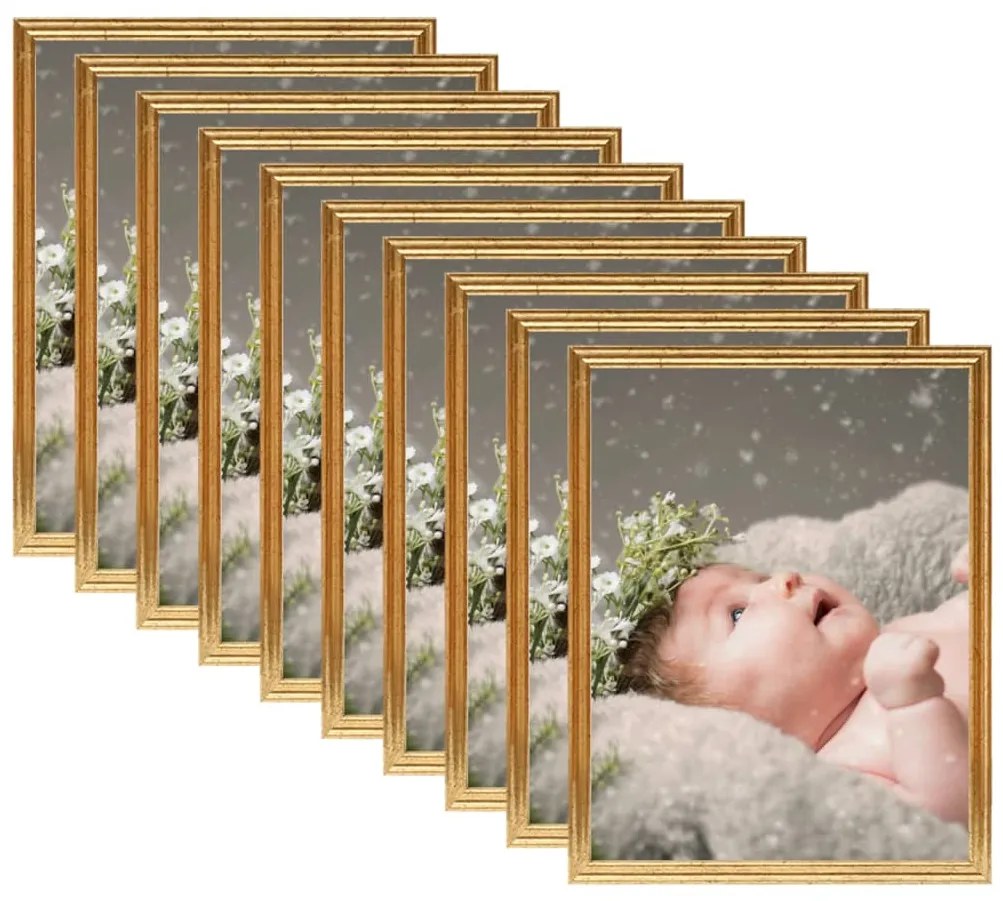 vidaXL Molduras para mesa 10 pcs 10x15 cm MDF dourado