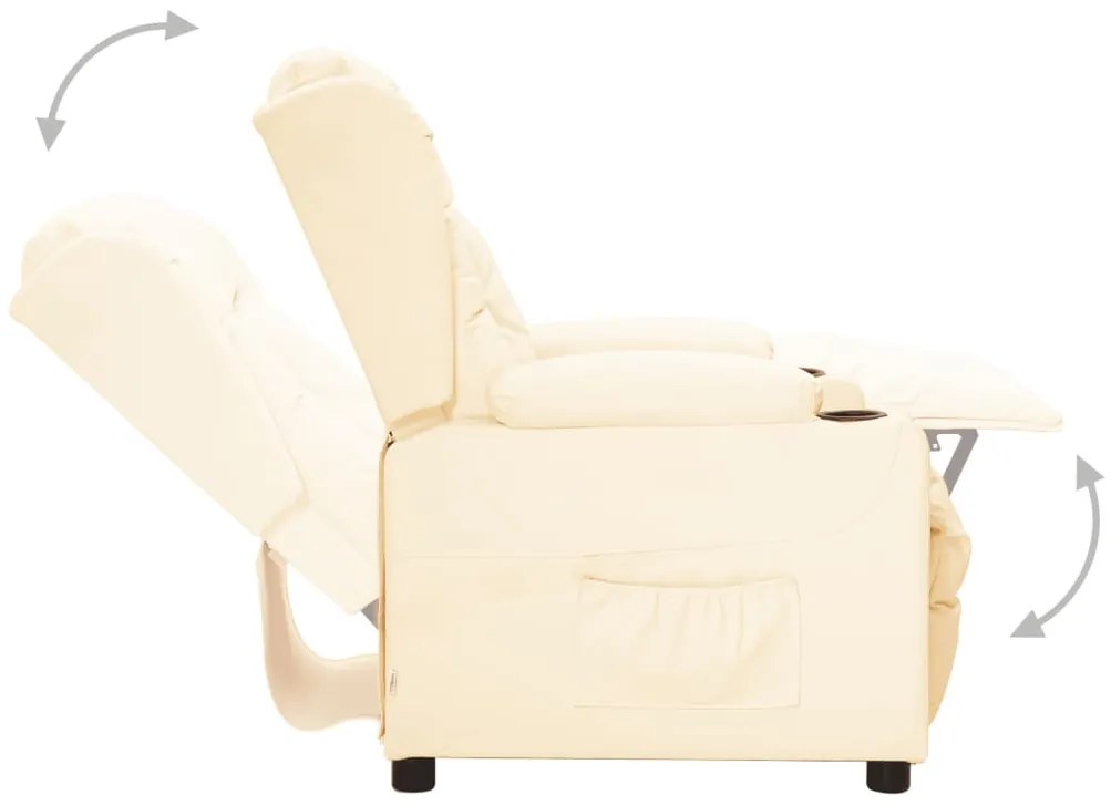 Poltrona elevatória couro artificial cor creme