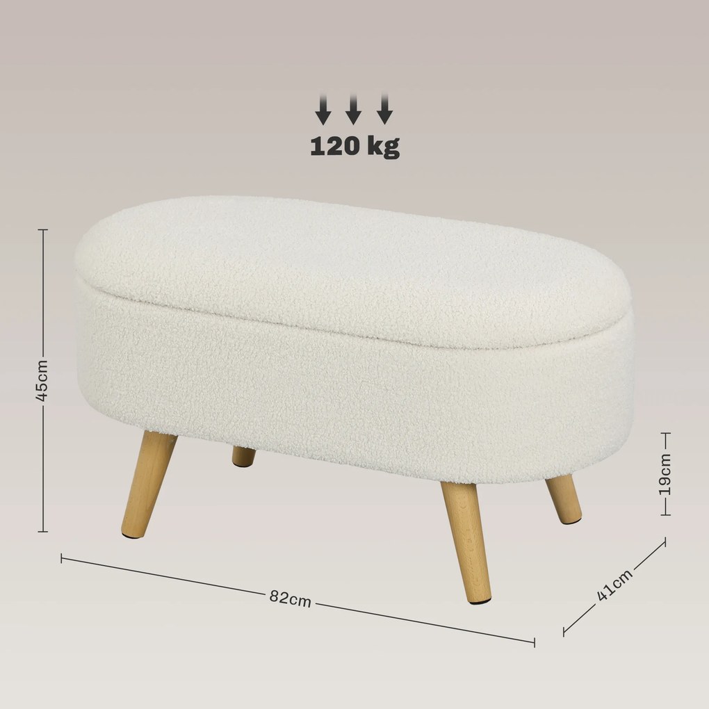 Banco de Arrumação, 82 x 41 x 45 cm, Compartimento Oculto, Branco