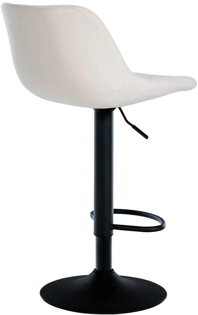 Conjunto de 2 bancos de bar Loft em veludo com estrutura preta 79-113 x 43 x 49 cm Creme