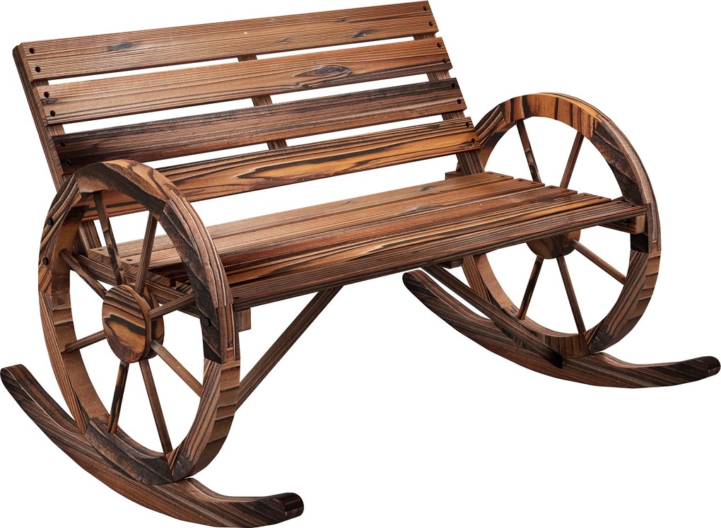 Outsunny banco baloiço de jardim, baloiço para 2 pessoas, com apoios de braço em forma de roda, para varanda, jardim, terraço, carbonizado. | Aosom Portugal
