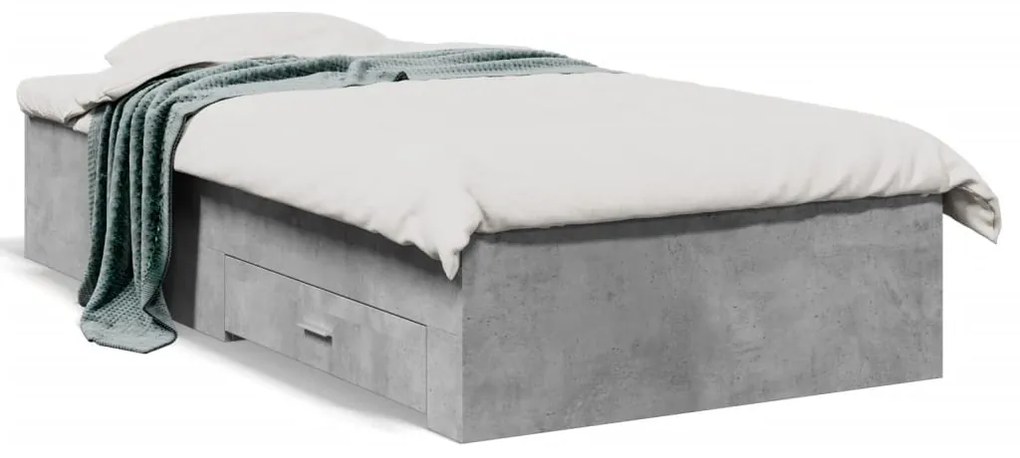 vidaXL Estrutura de cama c/ gavetas derivados de madeira cinza-cimento