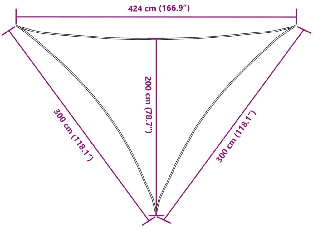 Para-sol estilo vela tecido oxford triangular 3x3x4,24 m branco
