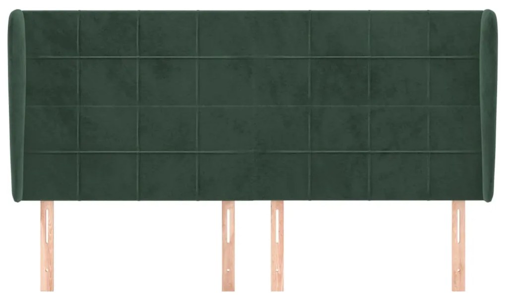 Cabeceira cama c/ abas veludo 183x23x118/128 cm verde-escuro