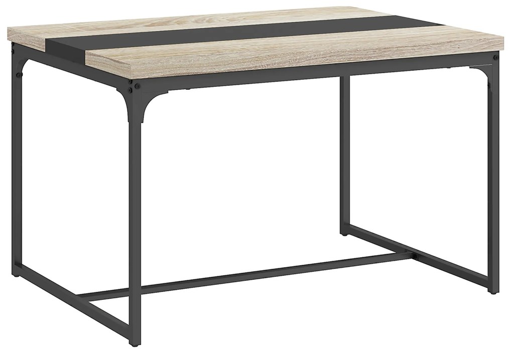 HOMCOM Mesa de Jantar para 6 Pessoas Estilo Industrial em Metal Preto e Madeira 120x89x75,5 cm | Aosom Portugal