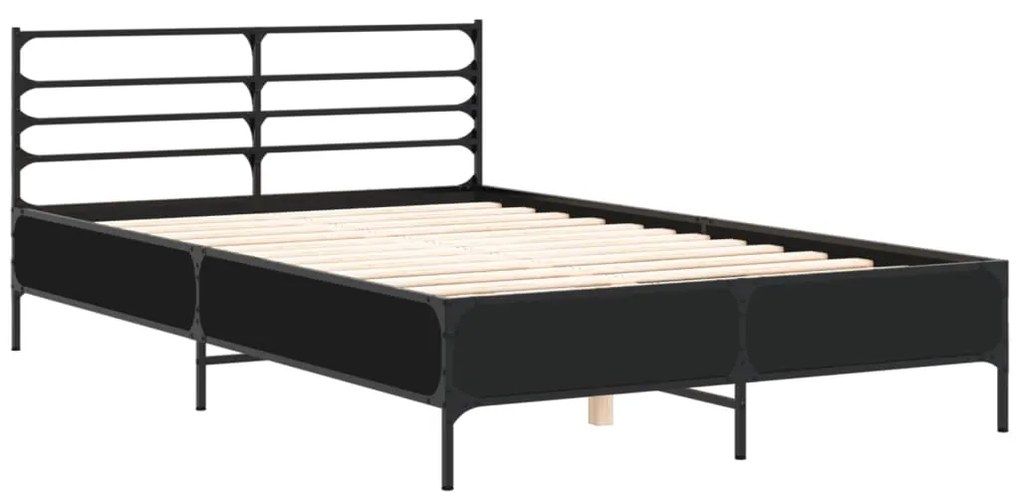 Estrutura de cama 140x200 cm derivados de madeira/metal preto