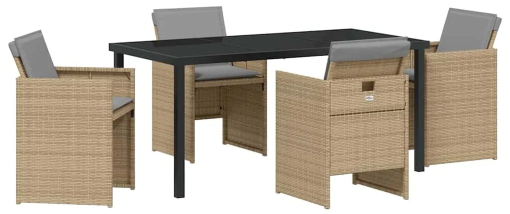 Conjunto de Jantar de Jardim com 5 Peças da com Almofadas Bege