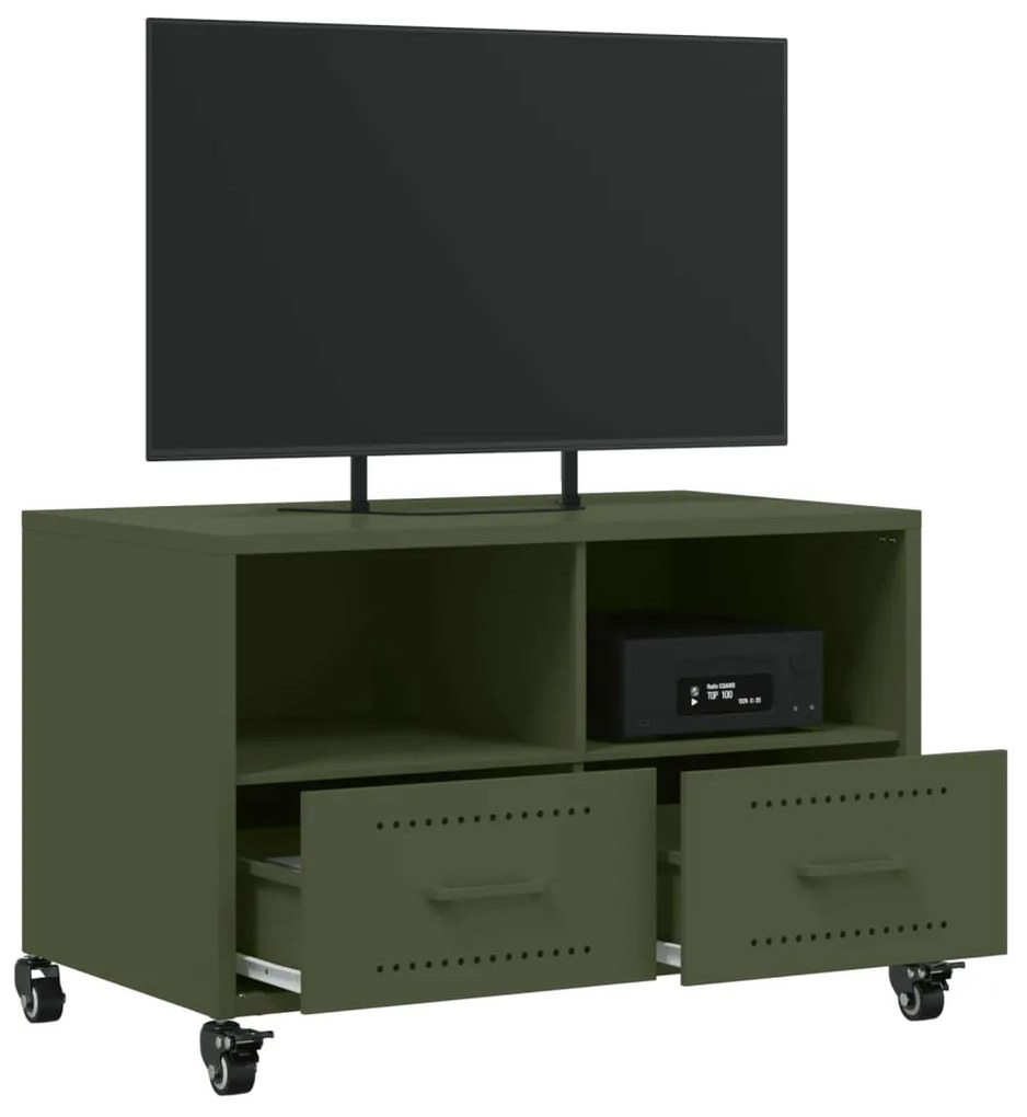 Móvel de TV 68x39x43,5 cm aço verde azeitona