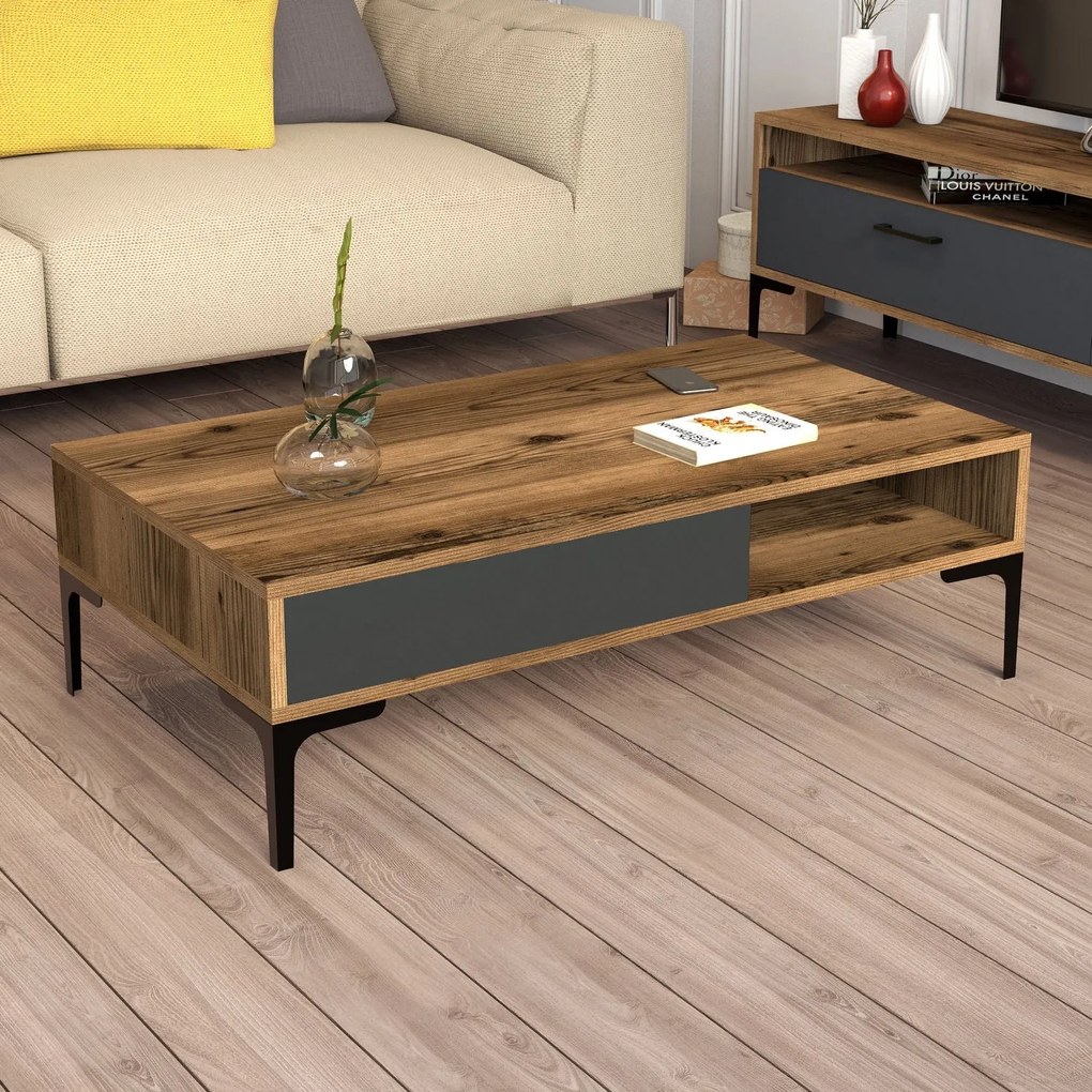 Mesa de Centro Istanbul – Nogueira Antracite – 105x32,6x60 cm