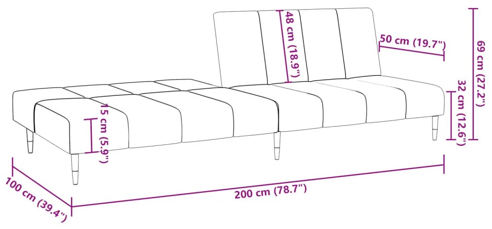 Sofá-Cama Laila em Veludo - Castanho - Design Moderno
