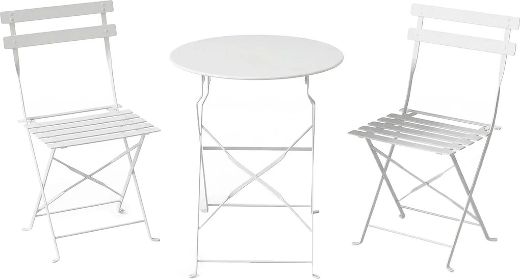 Outsunny Conjunto Bistrô de Exterior Dobrável com Mesa e 2 Cadeiras, Branco | Aosom Portugal