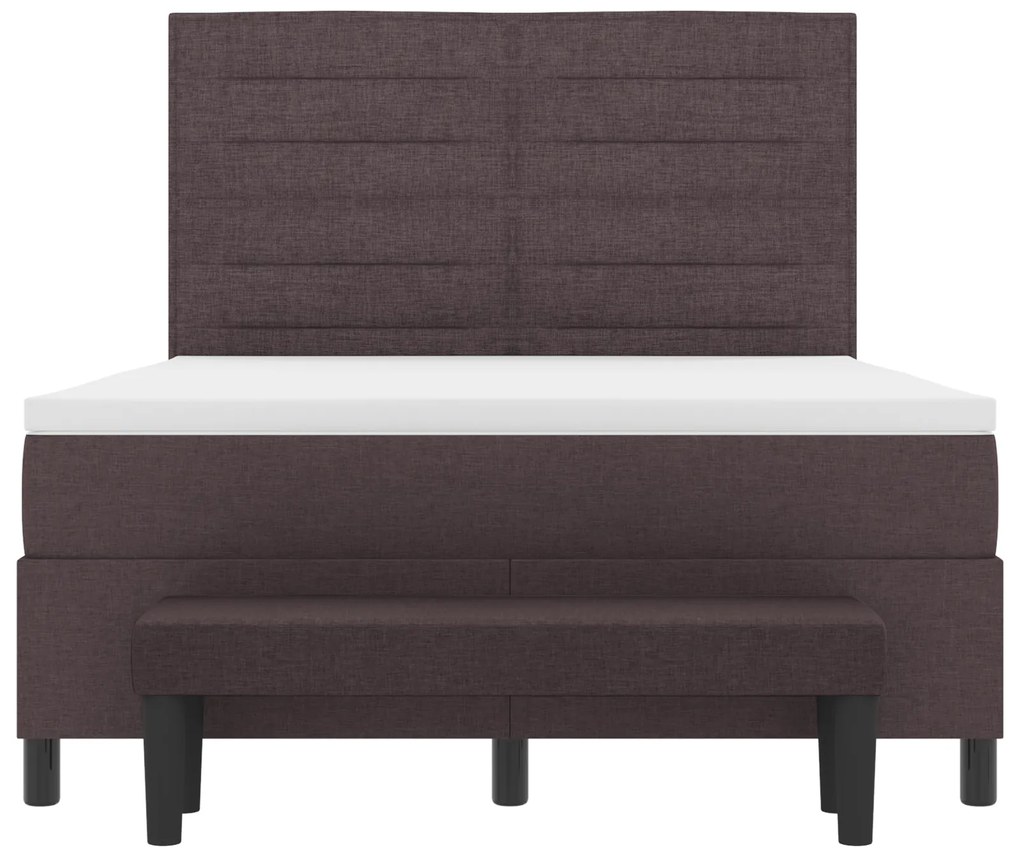 Cama Box Spring com Colchão & Banco Castanho 140x200 cm Tecido