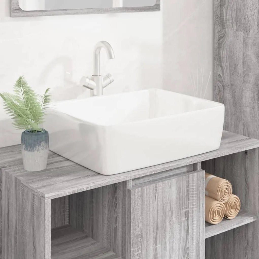 153338 vidaXL Lavatório retangular 48x37x13 cm cerâmica branco