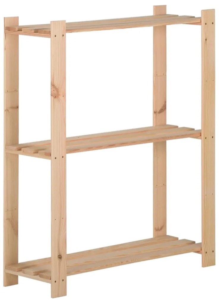 Unidade arrumação 3 prateleiras 60x28,5x90 cm pinho maciço