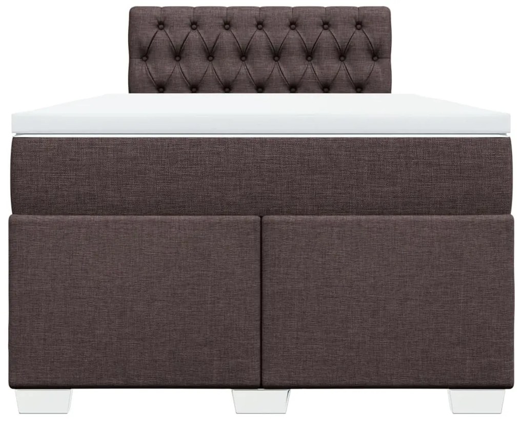 Cama boxspring com colchão 120x190 cm tecido castanho-escuro